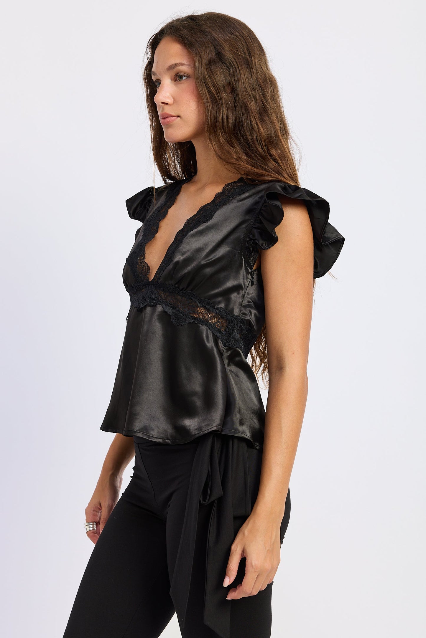 Emory Park Aliza Satin Top in Black view 2