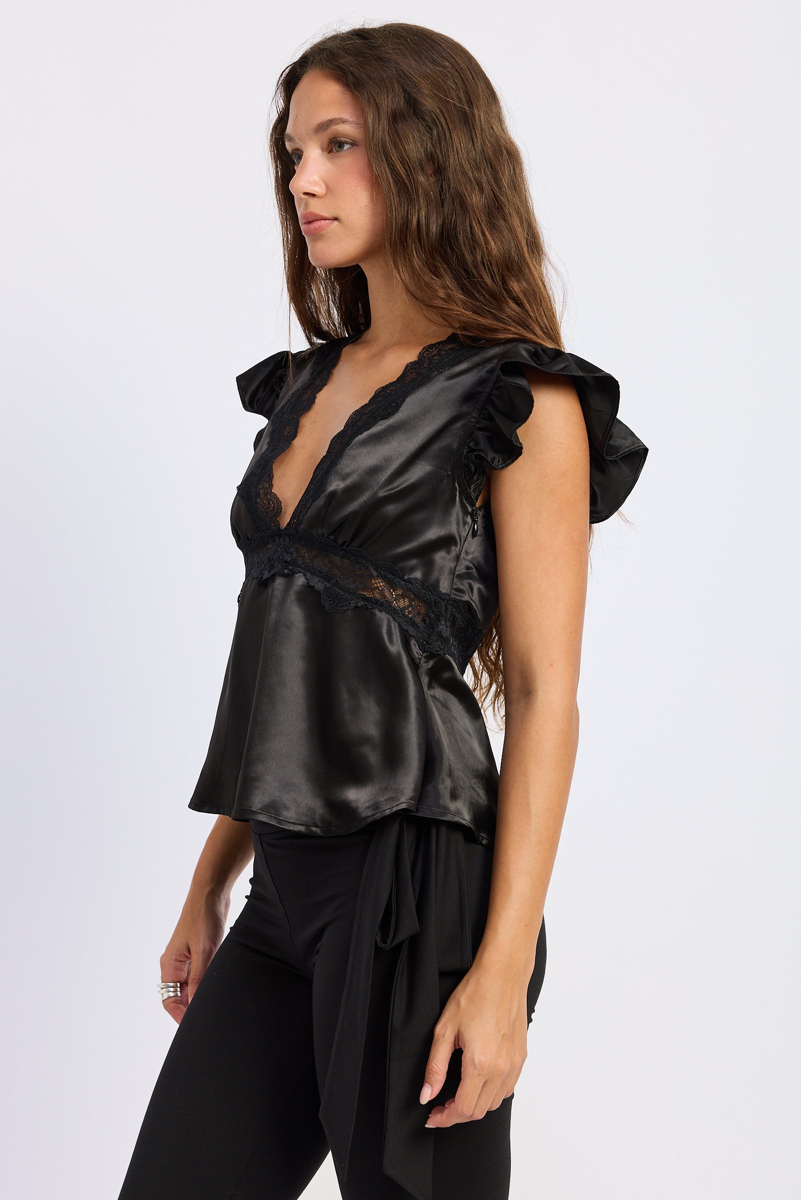 Emory Park Aliza Satin Top in Black view 2