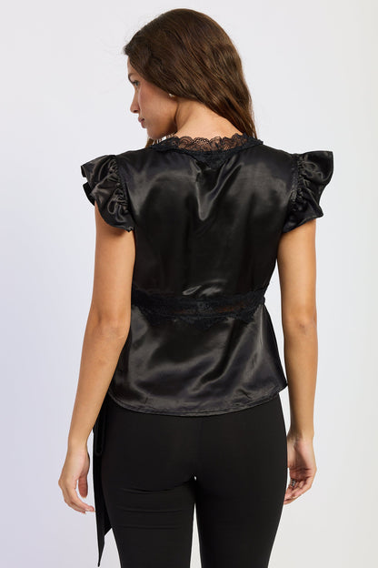Emory Park Aliza Satin Top in Black view 3