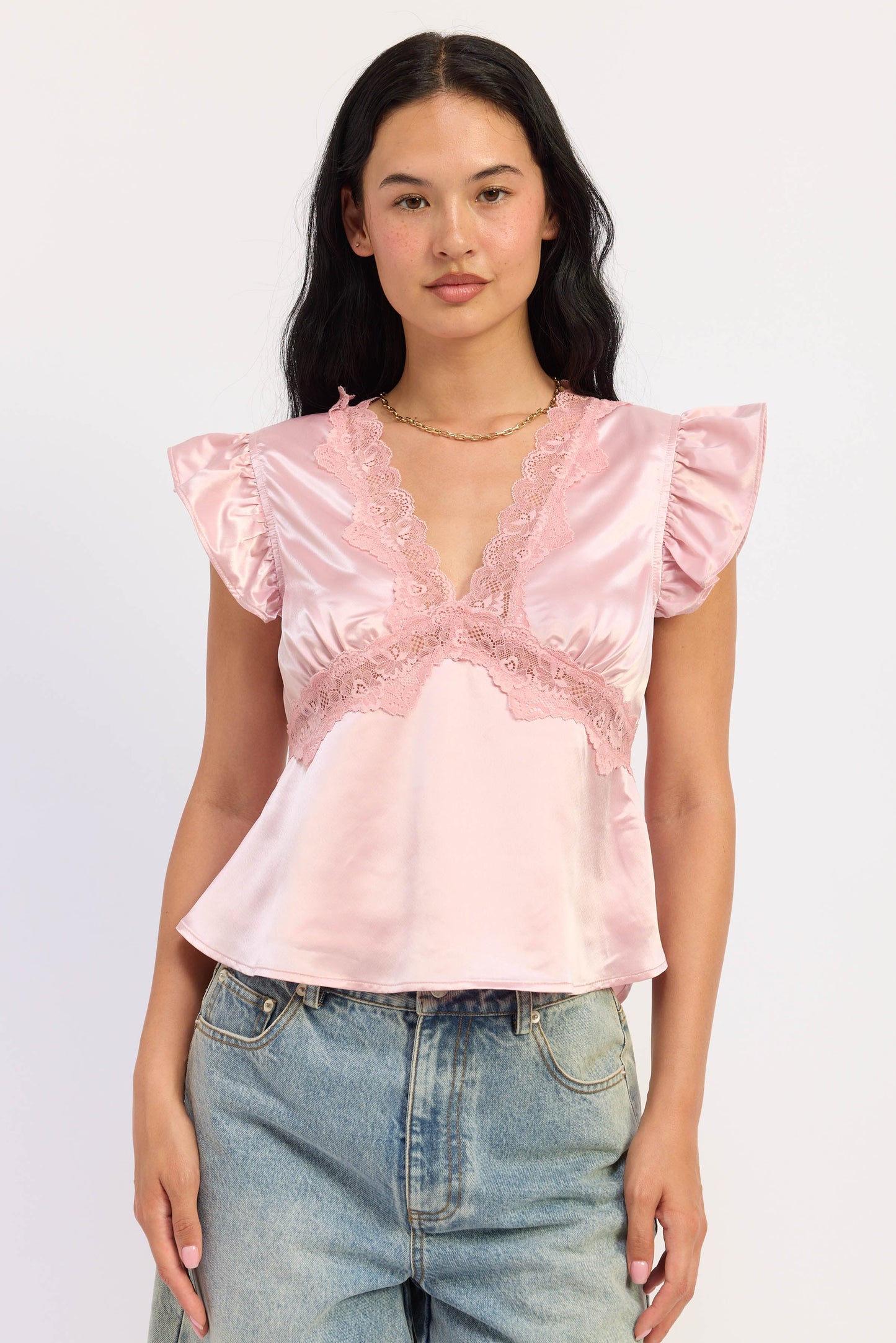 Emory Park Aliza Satin Top in Pink view 5