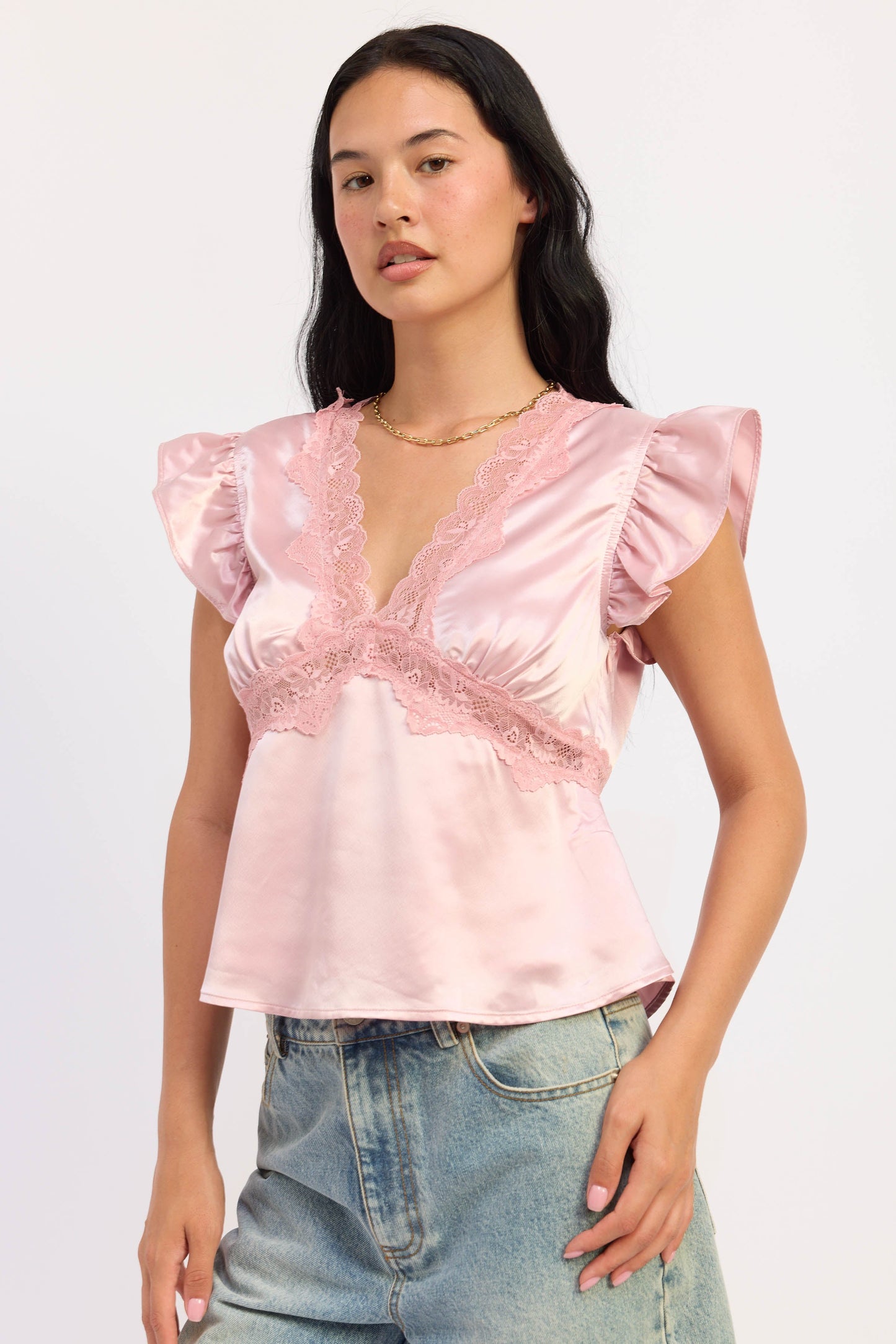 Emory Park Aliza Satin Top in Pink view 6