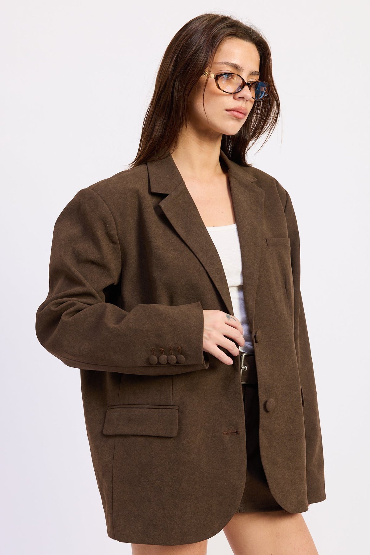 Emory Park Alize Blazer in Expresso view 2 - Casual Office Outfit (layer)