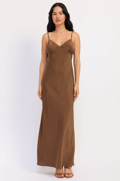 Emory Park Amara Satin Maxi Dress in Avocado - Amara Satin Dress Revelry