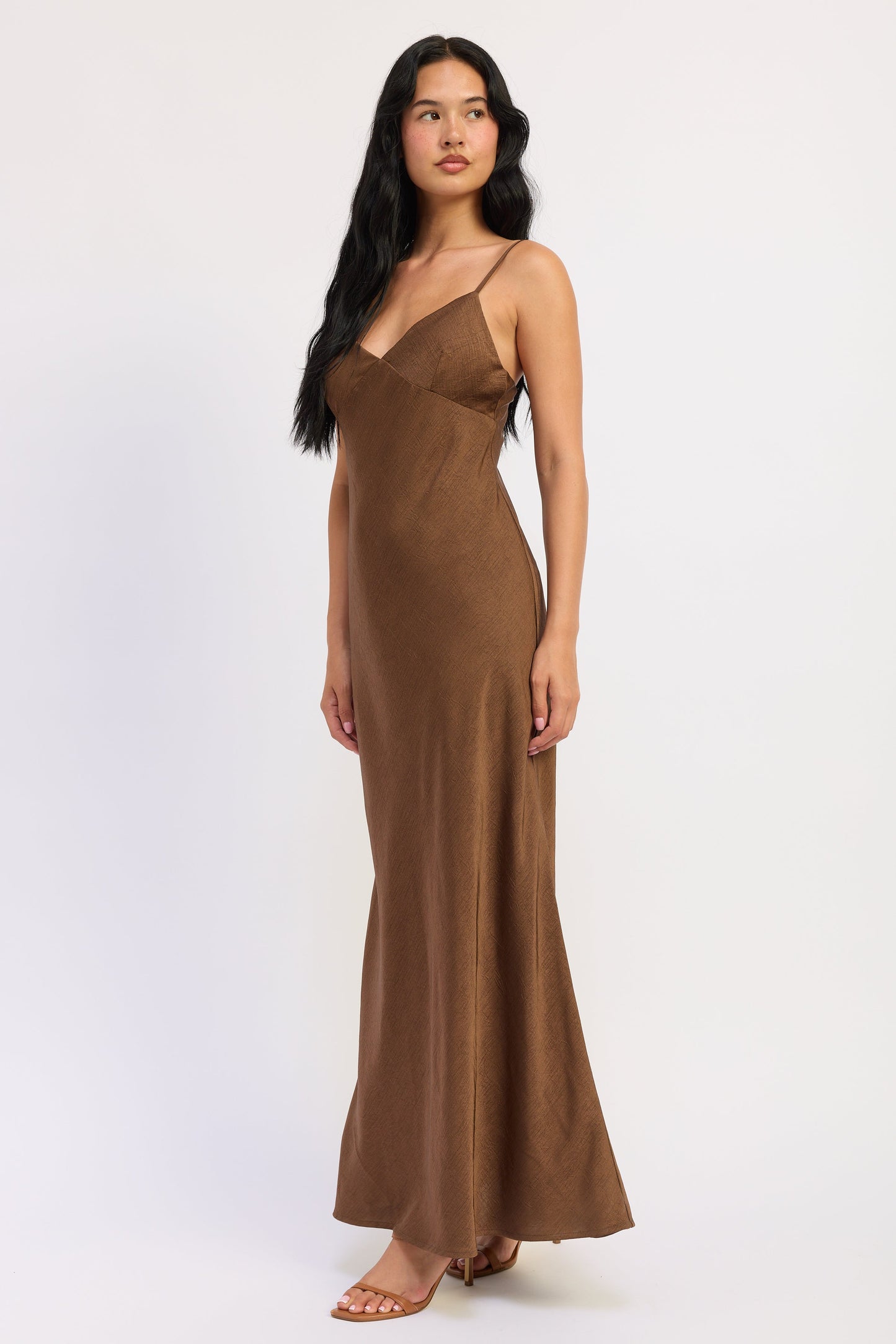Emory Park Amara Satin Maxi Dress in Avocado view 2 - Amara Satin Dress Revelry