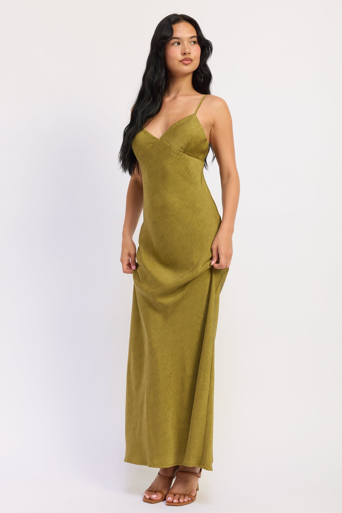Emory Park Amara Satin Maxi Dress in Brown view 5 - Amara Satin Dress Revelry