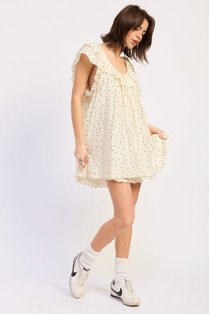 Emory Park Amora Babydoll Romper in Ivory Polka Dot view 2 (one-piece)