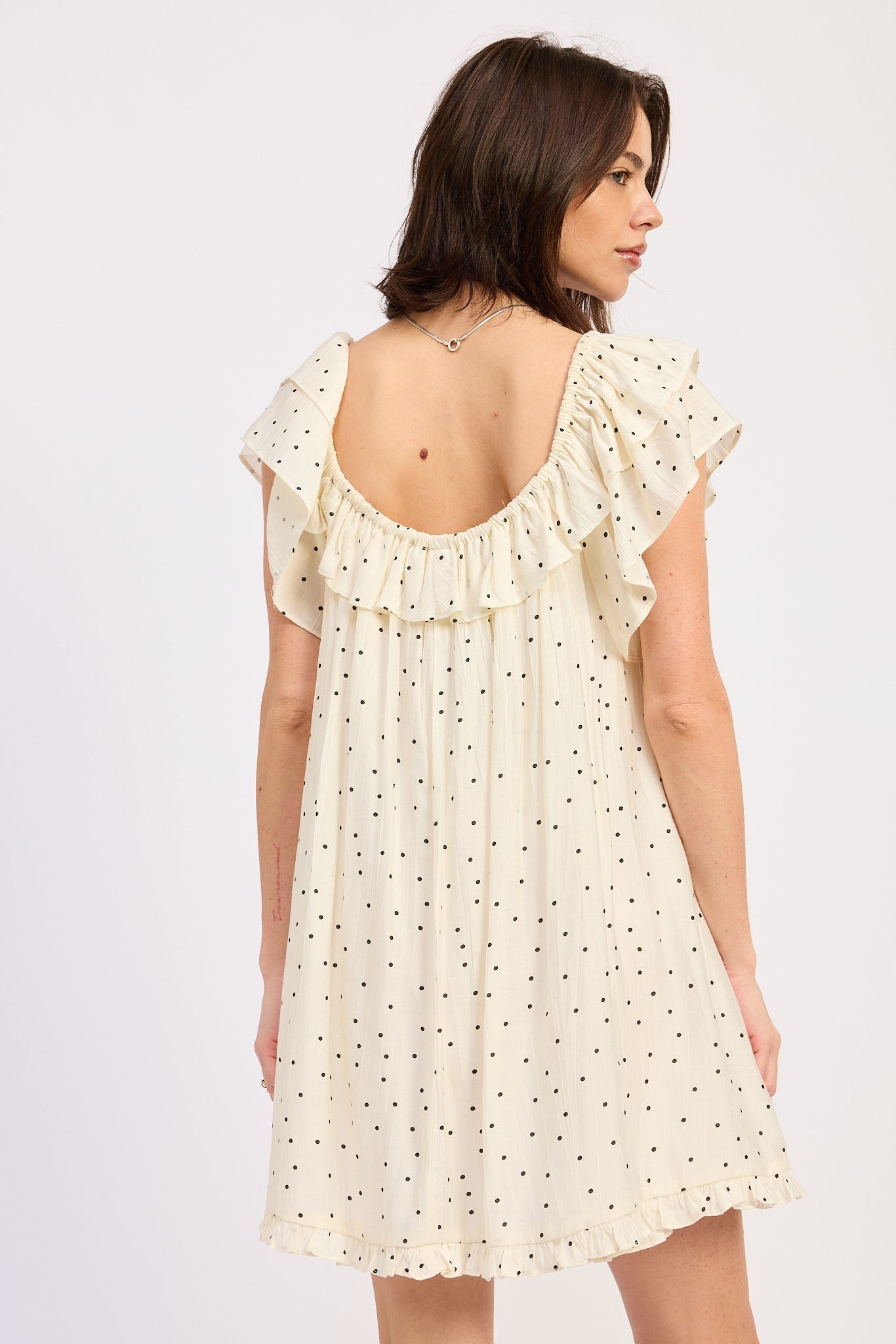 Emory Park Amora Babydoll Romper in Ivory Polka Dot view 3 (one-piece)