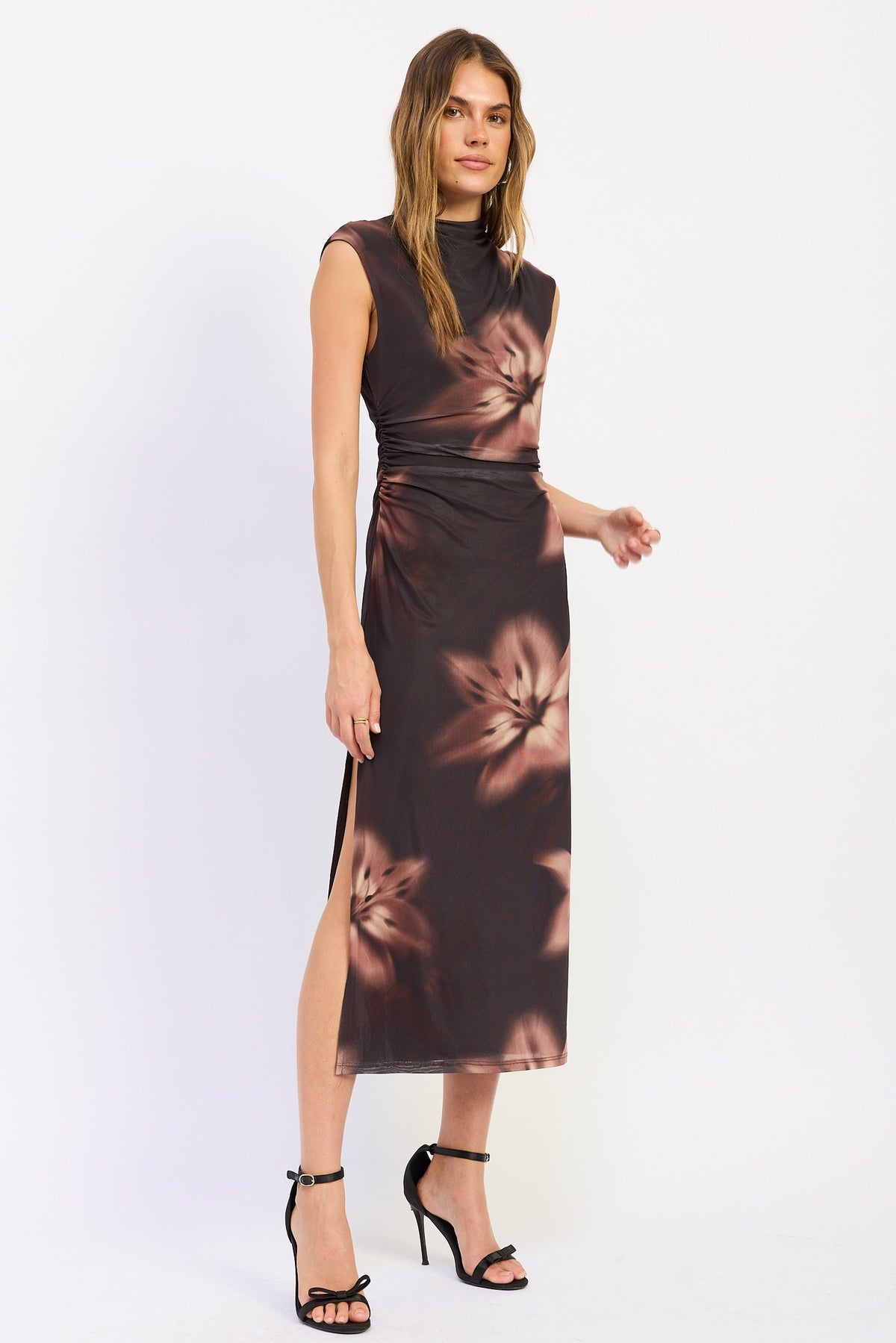 Emory Park Amoret Midi Dress in Dark Brown view 2 - Amoret Midi Dress Black Leopard