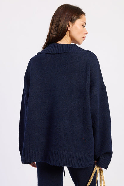 Emory Park Aramelle Oversized Sweater in Navy view 3 - Relaxed Fit - Arabella Sweater (top)