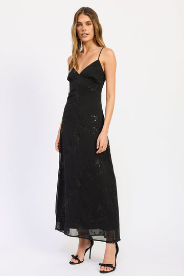 Emory Park Arlet Maxi Dress in Black view 2 - Arlet Maxi Dress In Ivory Bump Friendly