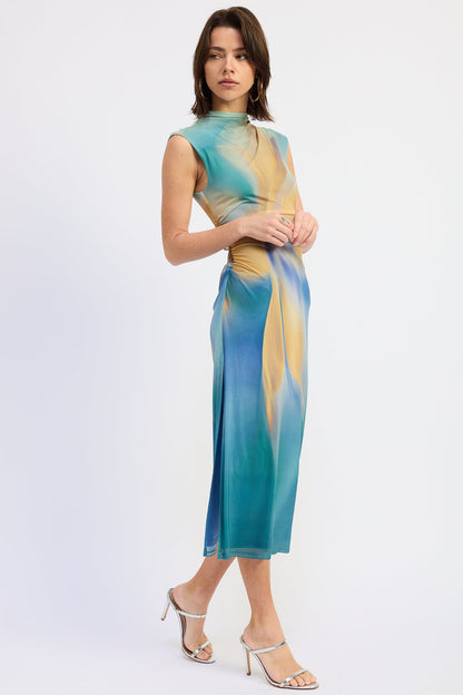 Emory Park Avalon Midi Dress in Blue Green Multi view 2 - Kivari Avalon Midi Dress