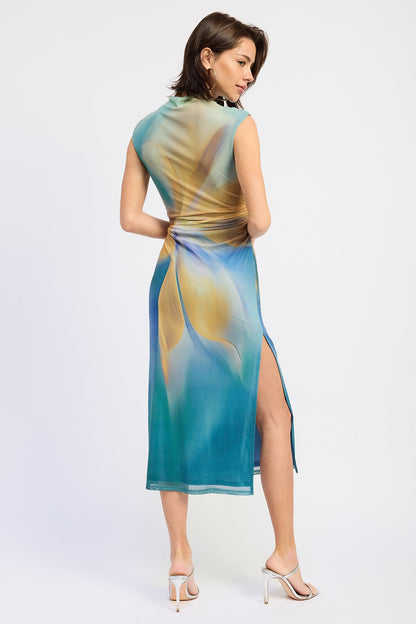 Emory Park Avalon Midi Dress in Blue Green Multi view 3 - Kivari Avalon Midi Dress