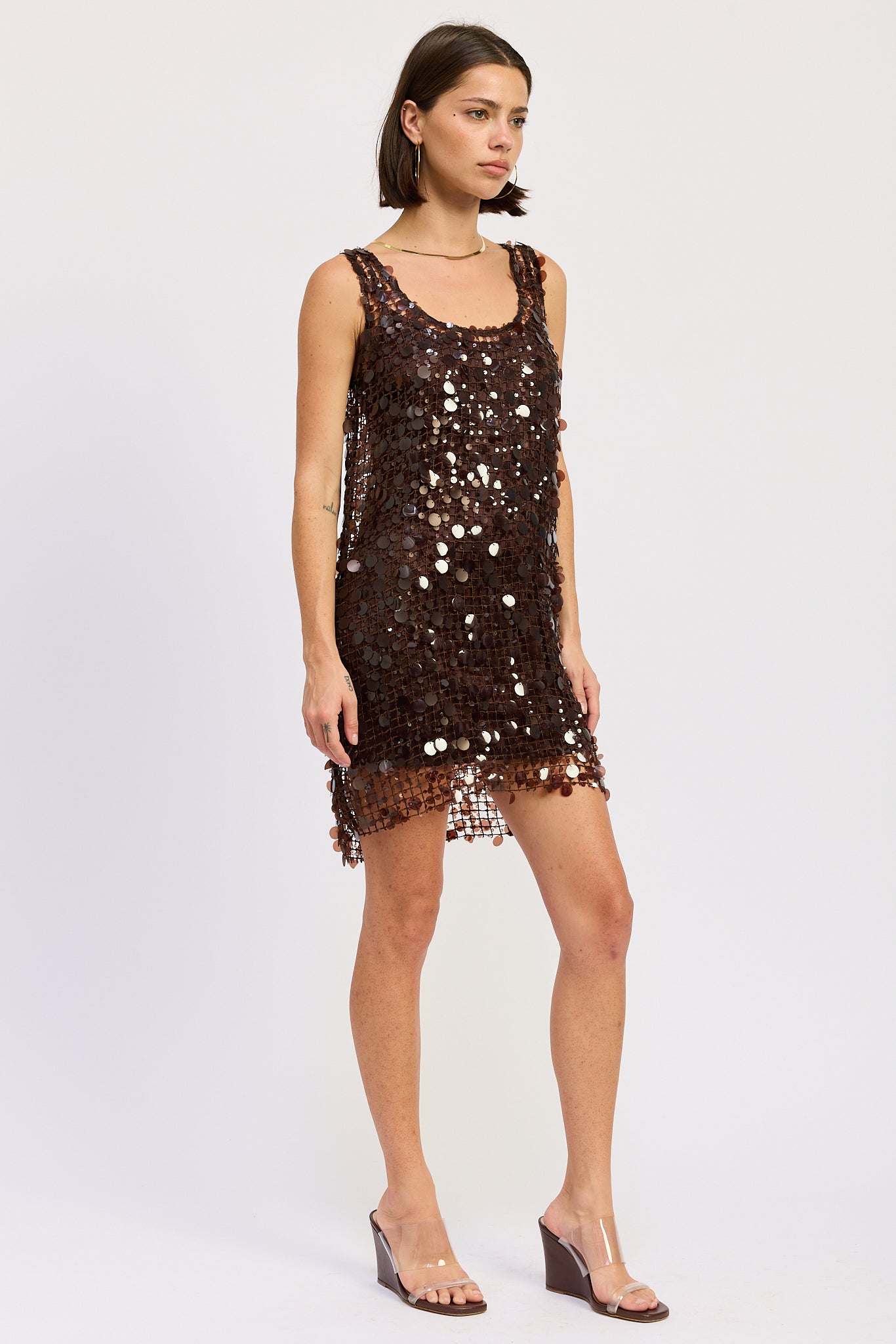 Emory Park Bellezza Mini Mesh Dress in Brown view 5 - Belleza Mini Dress
