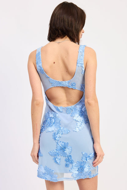 Emory Park Blossom Mesh Mini Dress in Icy Blue view 3 - Flower Mesh Dress