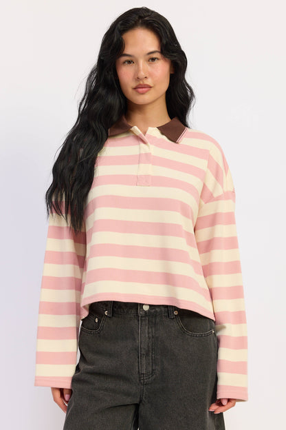 Emory Park Brinley Top in Pink Stripe - Brinley Tab Top Valance