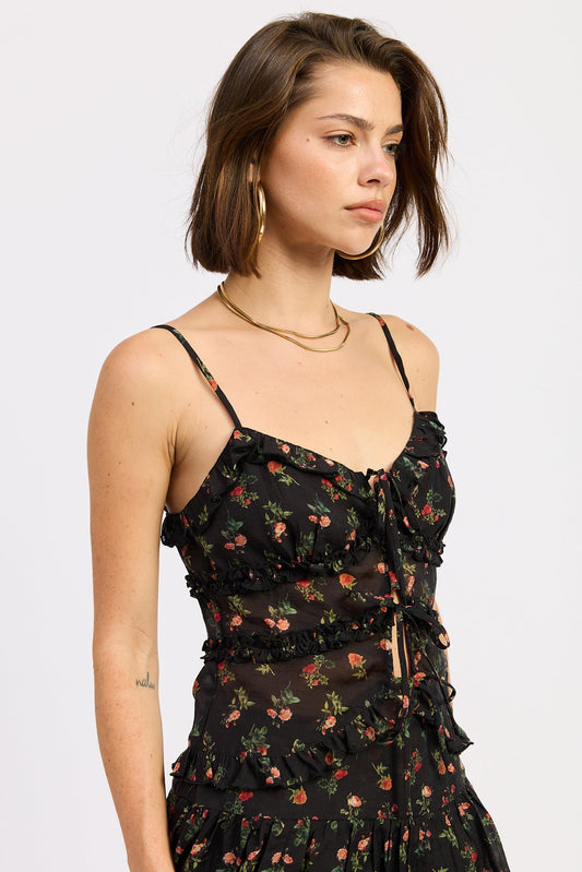 Emory Park Briony Cami Top in Black Floral view 2