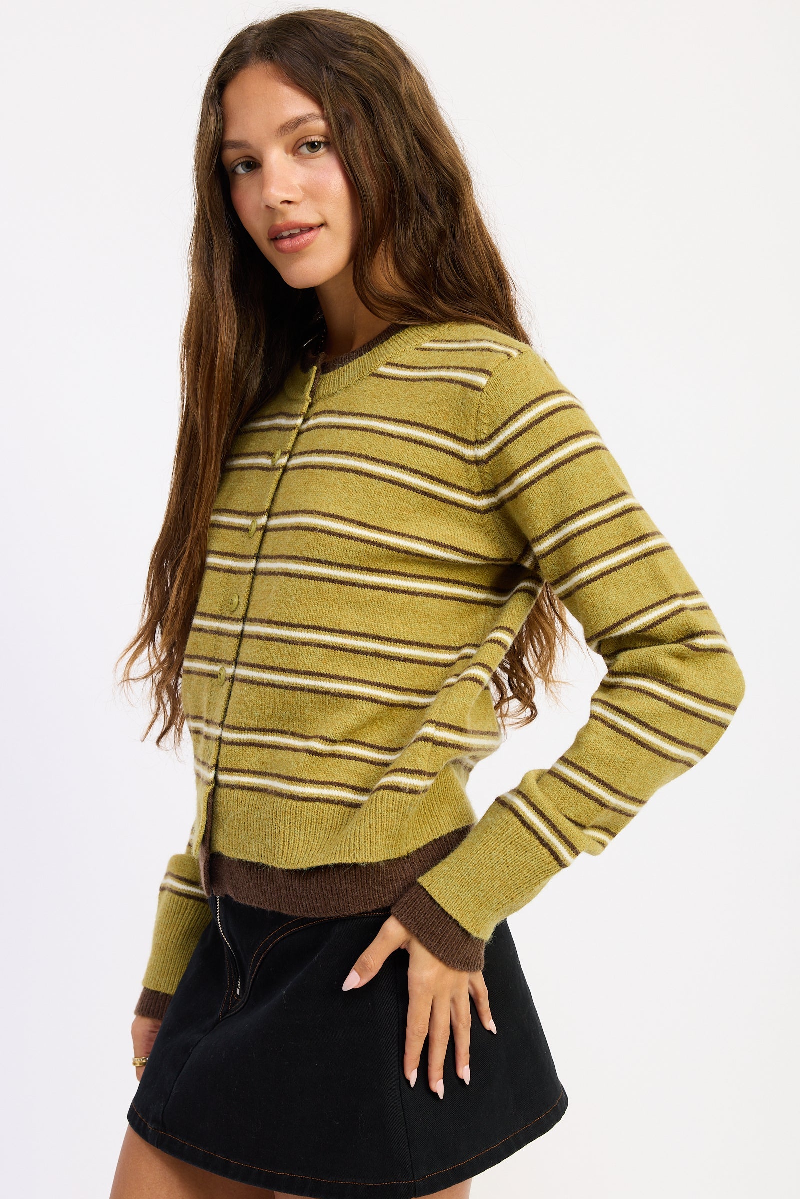 Emory Park Briseis Cardigan Top in Heather Grey Combo view 6 - Brimse Cardigan
