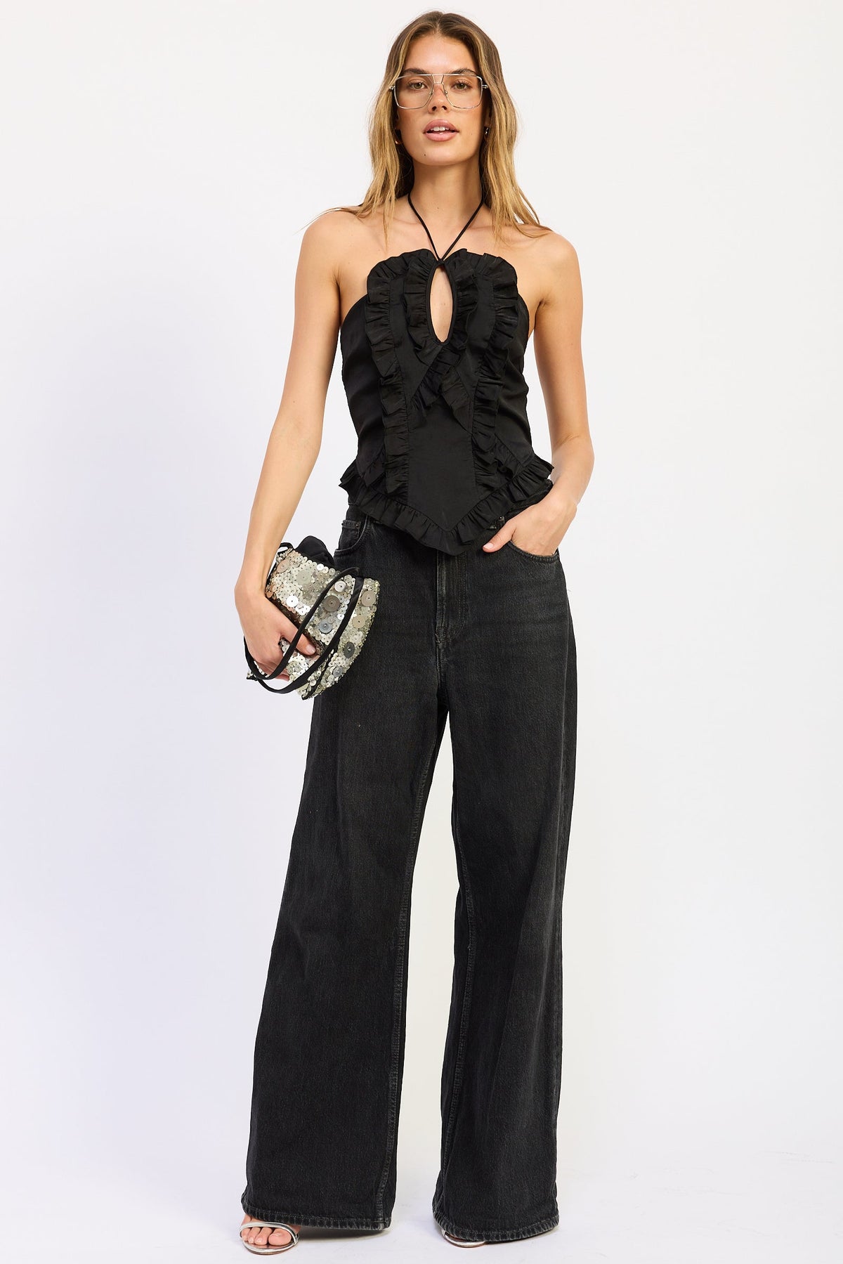 Emory Park Calista Halter Top in Black view 4 - Calista Halter Neck Top (dress)
