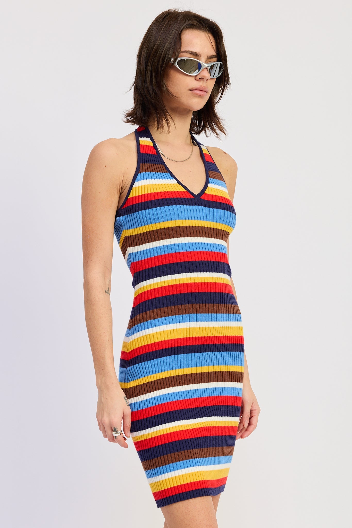 Emory Park Calyx Mini Dress in Navy Multi view 2 - Simkhai Calyx Mini Dress