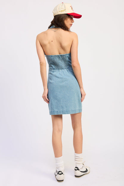Emory Park Camila Mini Dress in Light Blue Denim view 3 - Camila Mini Dress Marine Layer