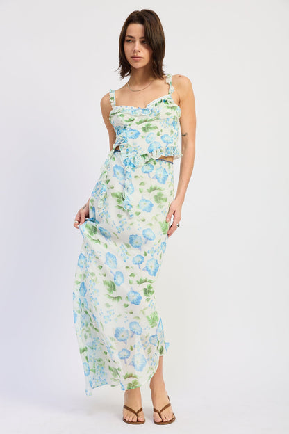 Emory Park Cassia Maxi Skirt in Blue Morning Floral - Cassia Maxi Dress
