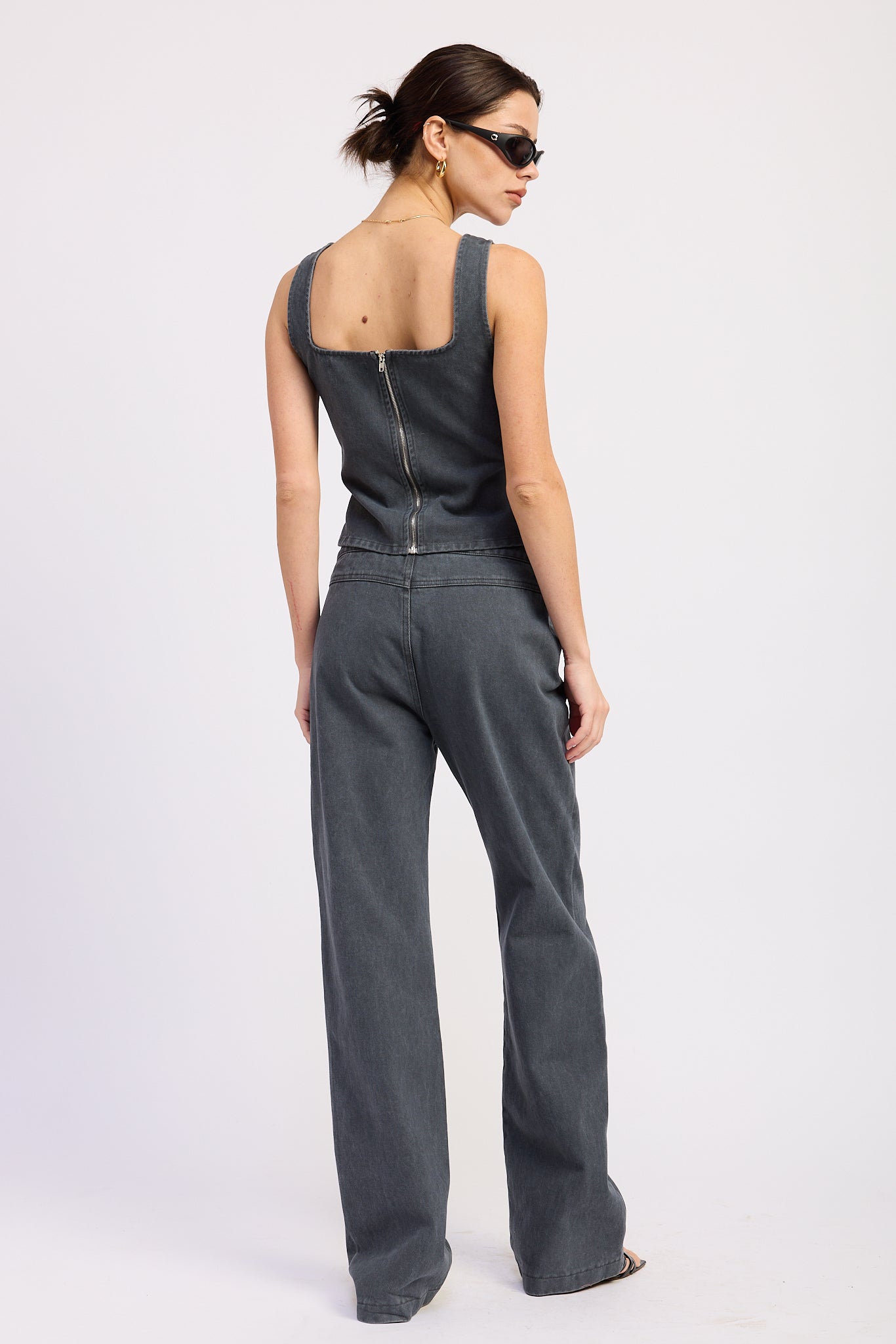 Emory Park Celandine Top in Washed Denim view 3 - Celandine Size Chart