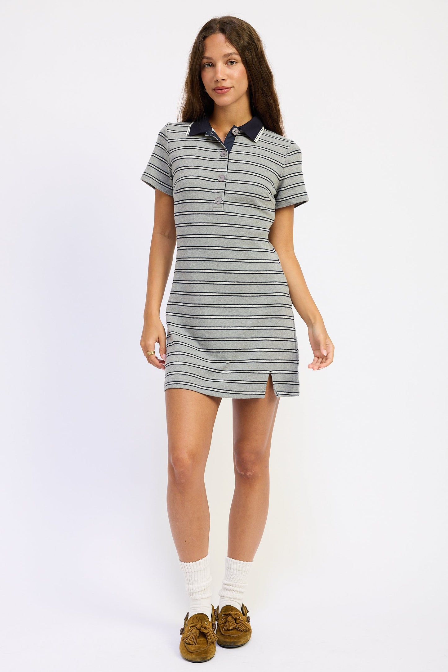 Emory Park Chloe Mini Dress in Heather Gray - Chloe Mini Dress House Of Cb