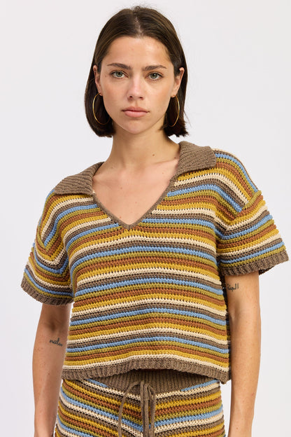 Emory Park Daela Top in Brown Multi - Dee Topa