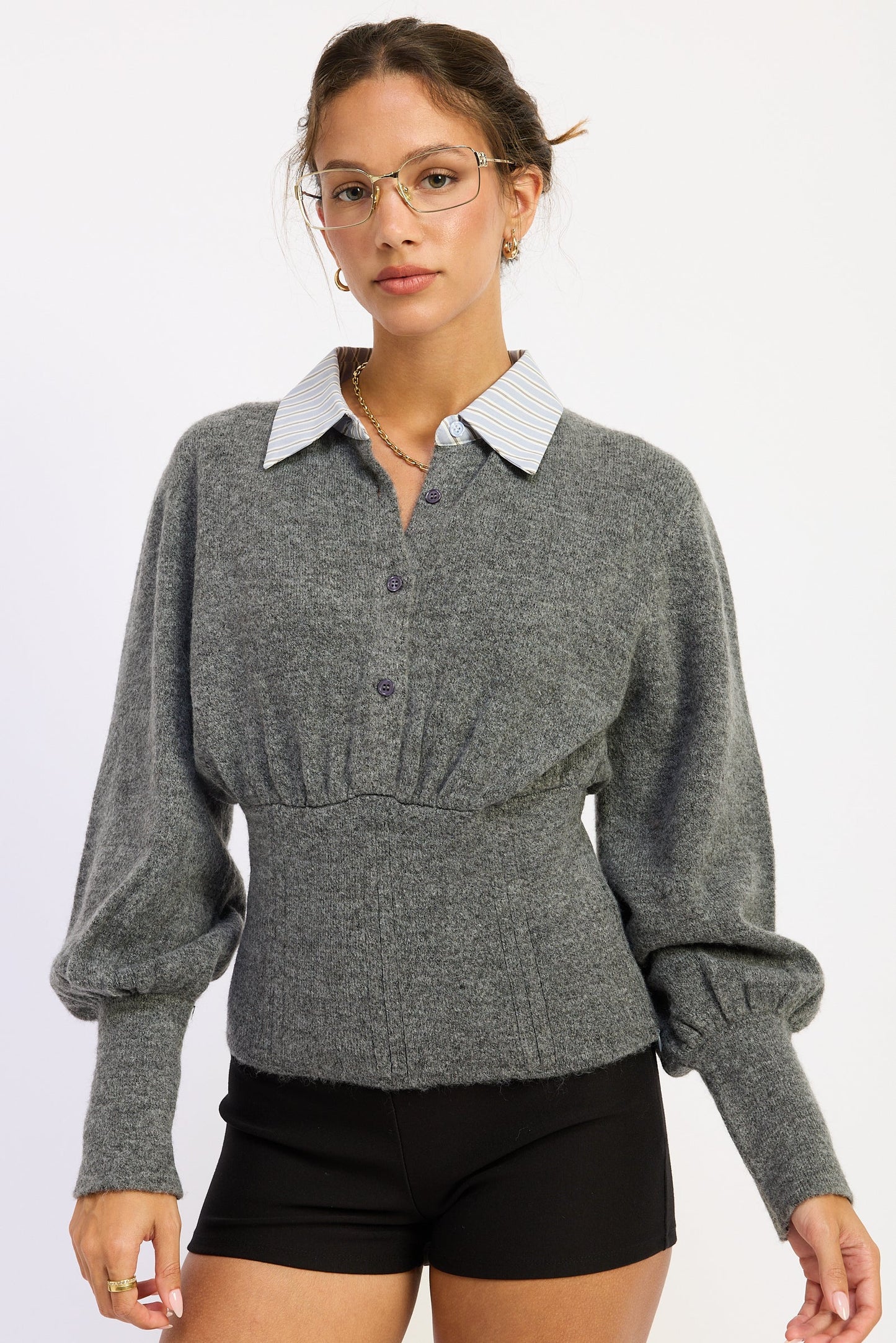 Emory Park Daniella Corset Top in Charcoal - Danielle Corset Top