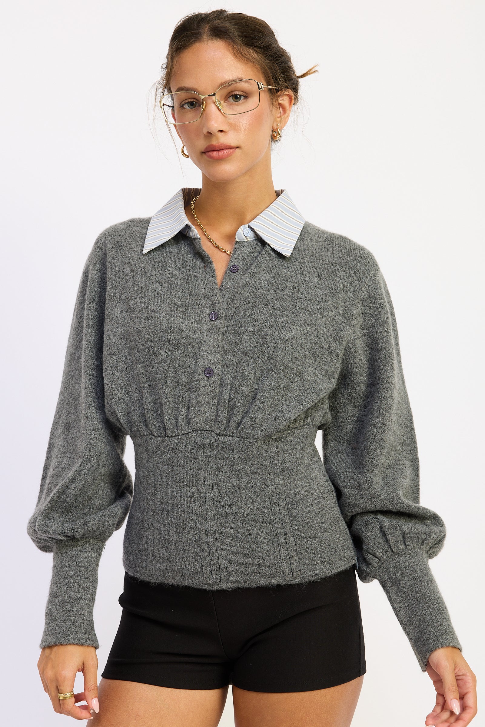 Emory Park Daniella Corset Top in Charcoal - Danielle Corset Top
