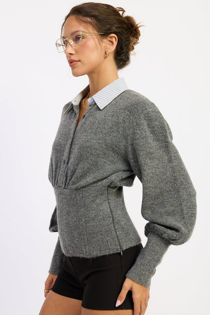 Emory Park Daniella Corset Top in Charcoal view 2 - Danielle Corset Top