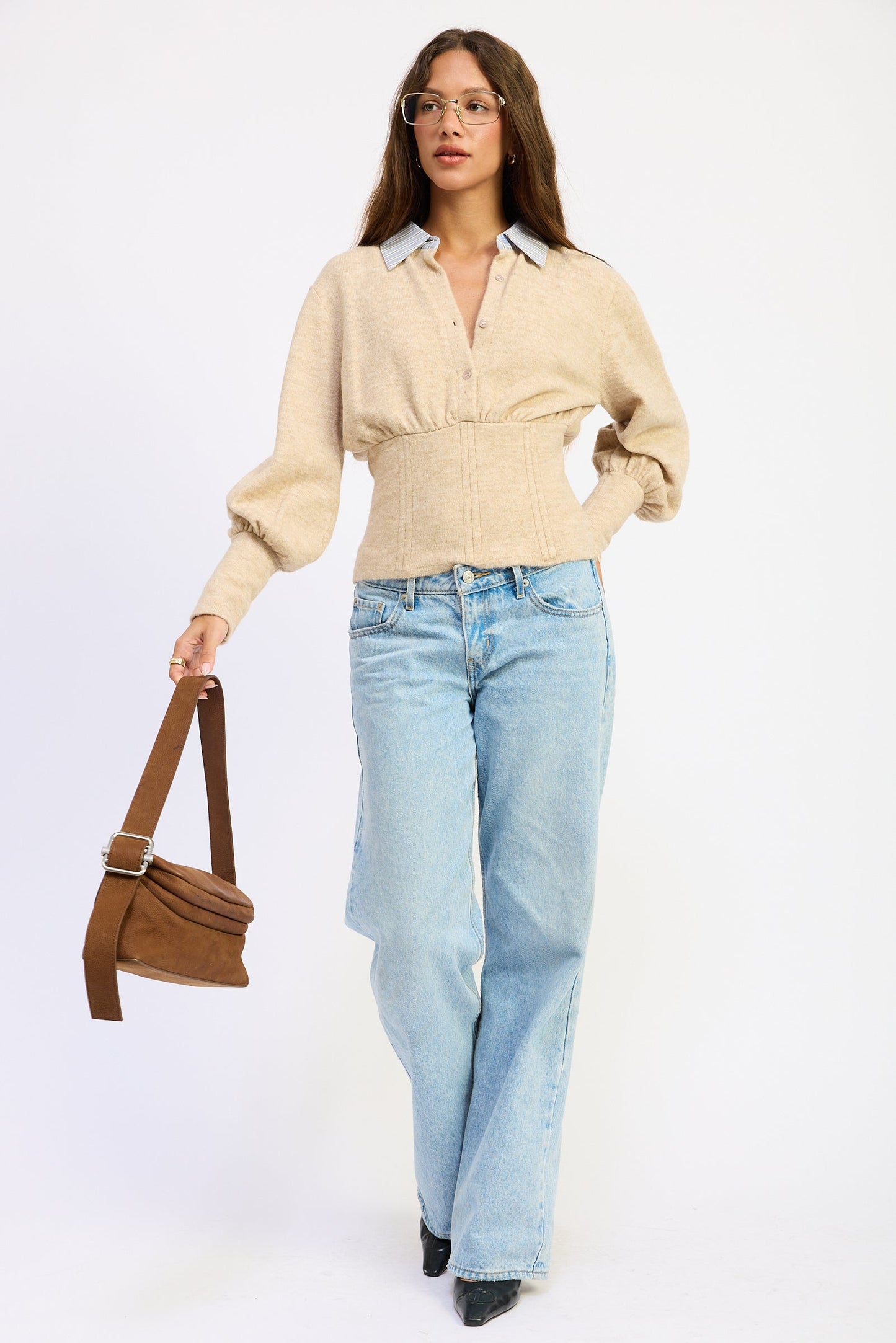 Emory Park Daniella Corset Top in Oatmeal view 5 - Danielle Corset Top