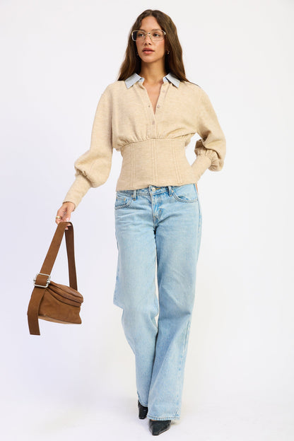 Emory Park Daniella Corset Top in Oatmeal view 5 - Danielle Corset Top