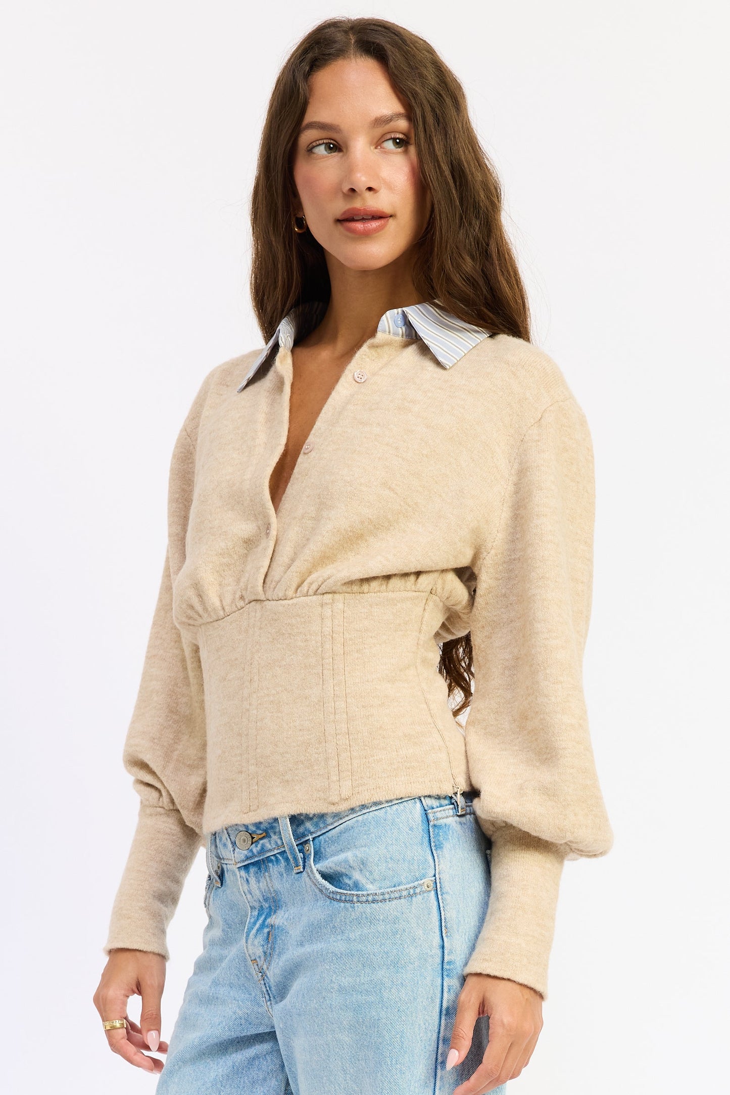 Emory Park Daniella Corset Top in Oatmeal view 6 - Danielle Corset Top