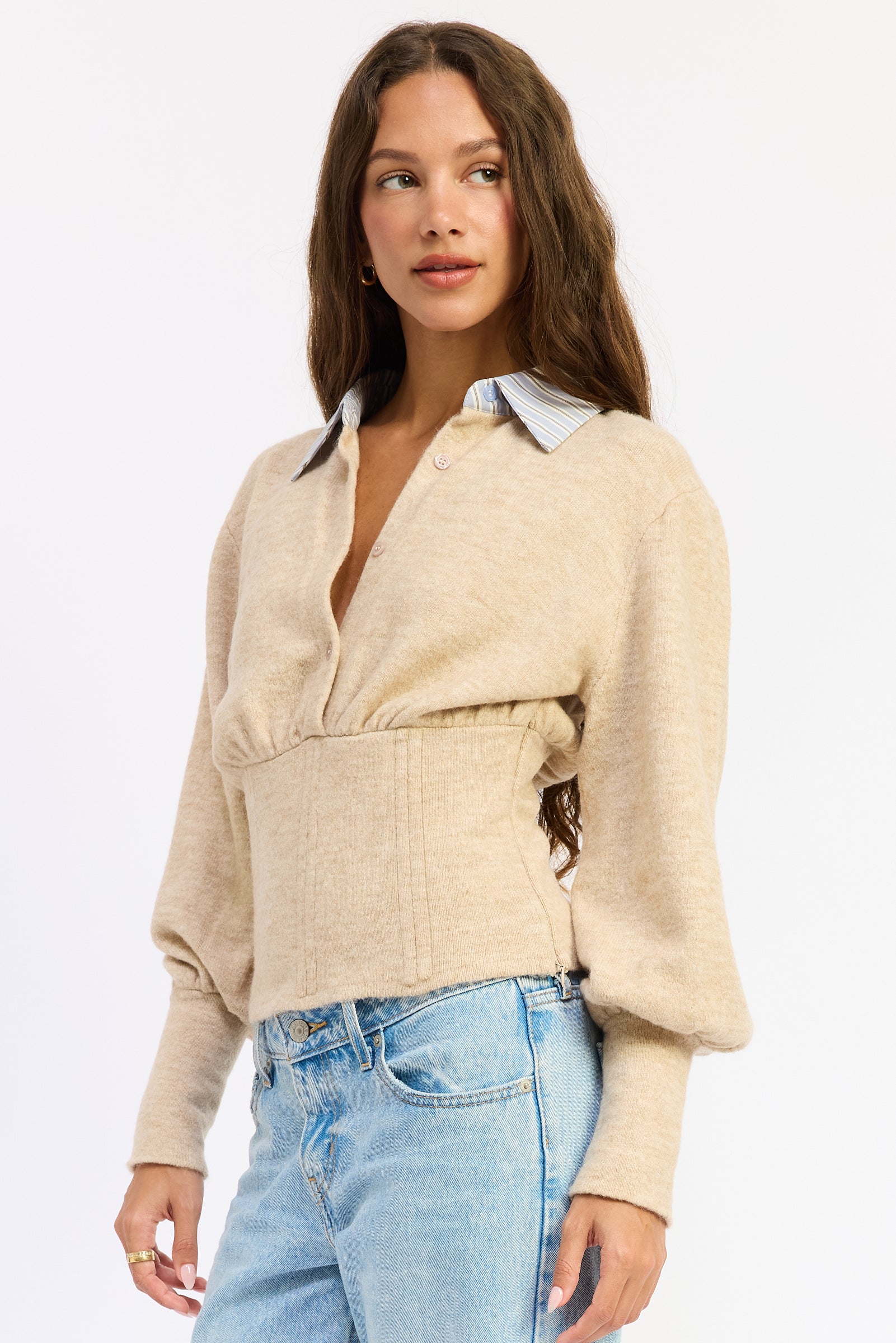 Emory Park Daniella Corset Top in Oatmeal view 6 - Danielle Corset Top
