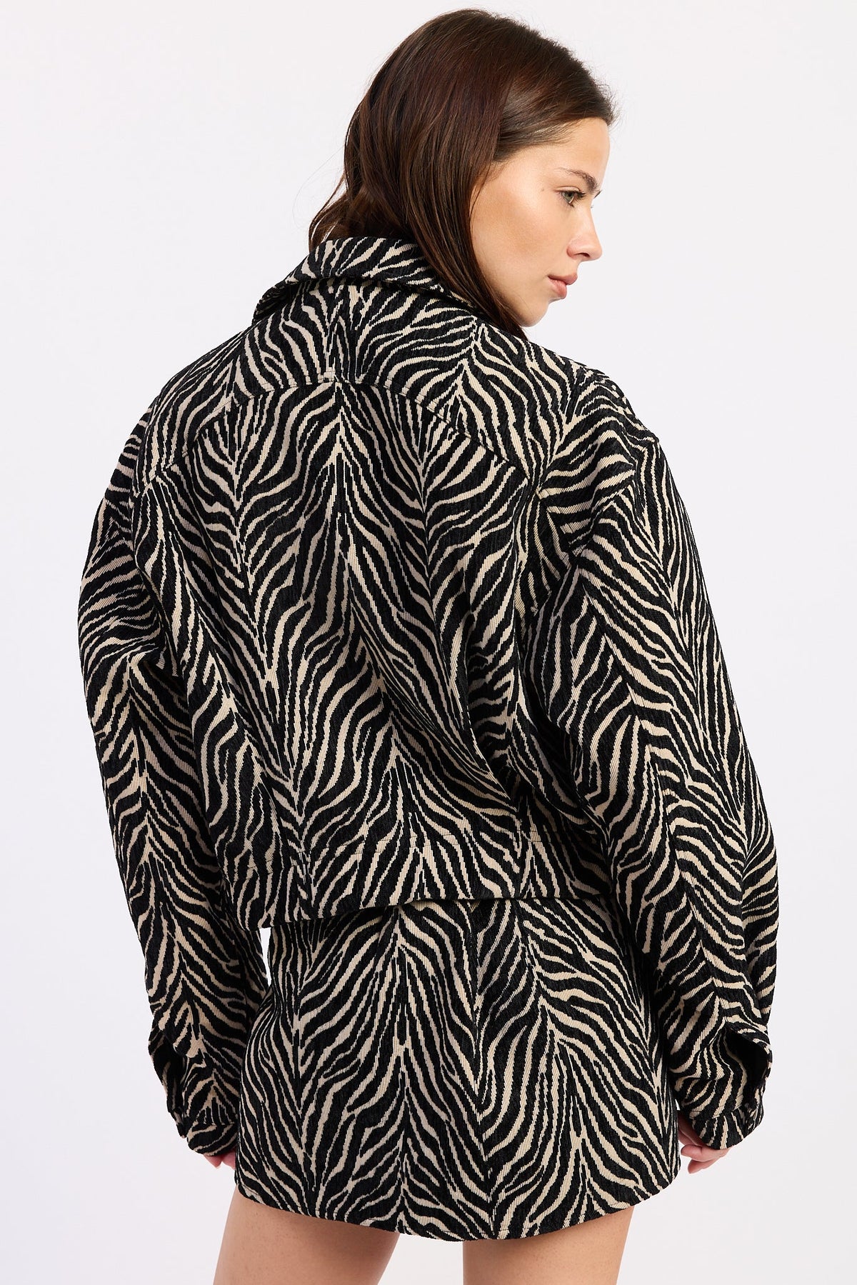 Emory Park Demi Jacket in Tan Black view 3 - Denim Jacket (bottom)