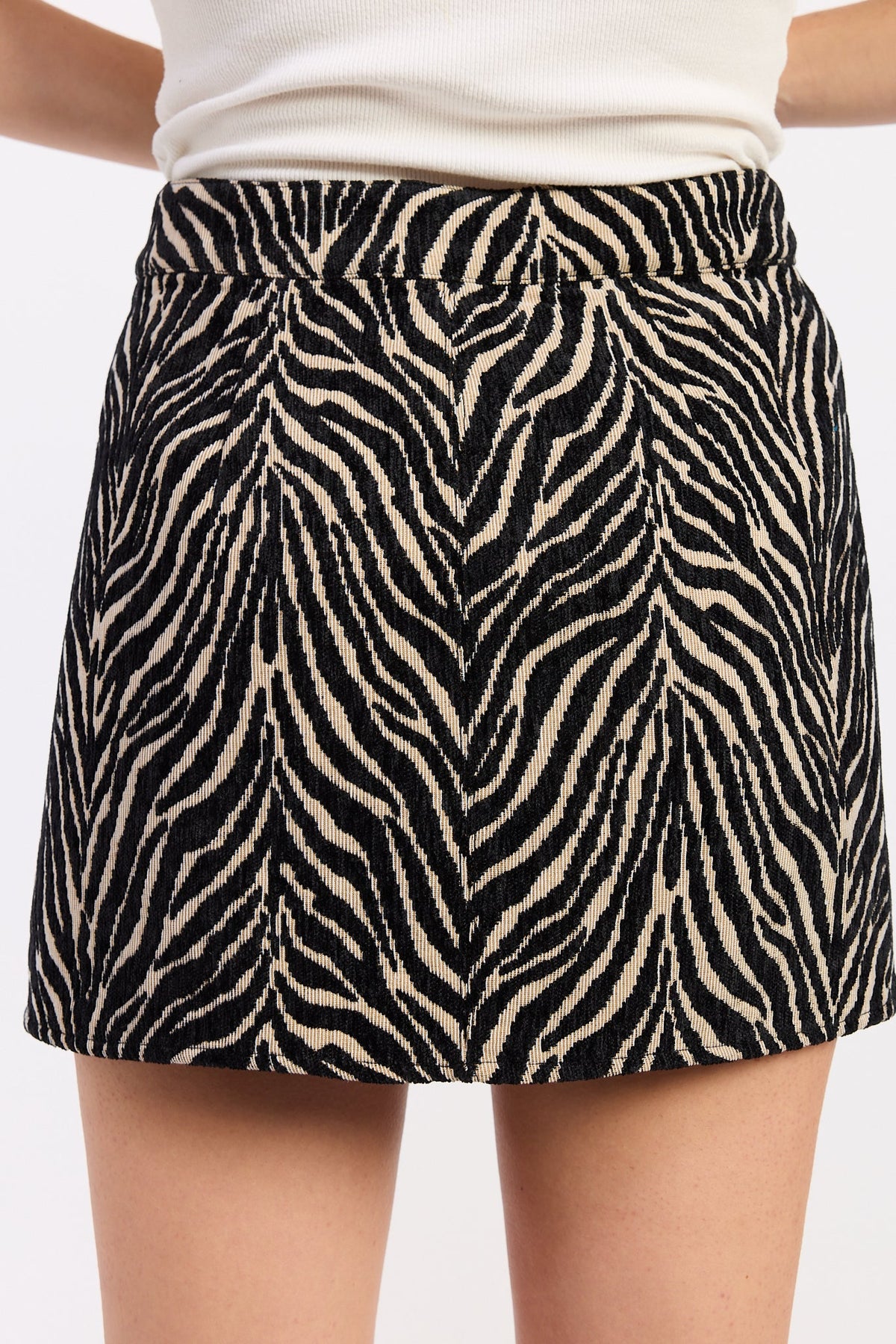 Emory Park Demi Mini Skirt in Tan Black view 3 - Demi Short Skirt (dress)
