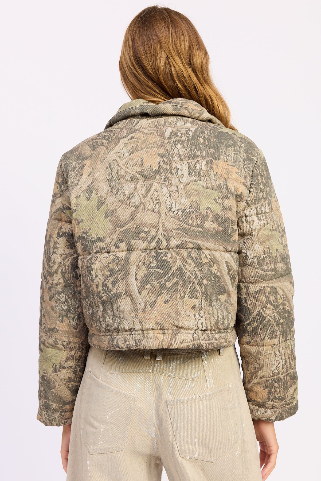 Emory Park Dinara Puffer Jacket in Olive Tan view 3 - Dinara Puffer Coat (layer)