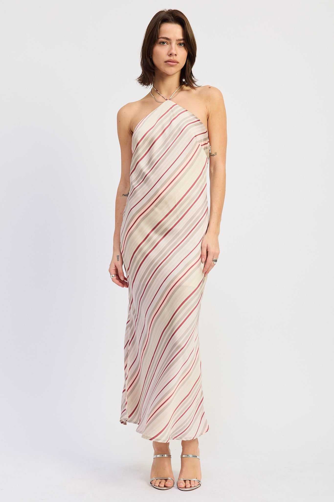 Emory Park Dulcie Midi Halter Dress in Grey Berry Stripe - Rixo Dulcie Midi Dress
