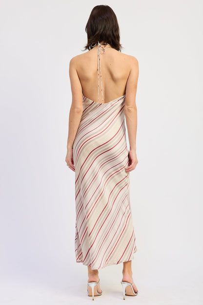 Emory Park Dulcie Midi Halter Dress in Grey Berry Stripe view 3 - Rixo Dulcie Midi Dress