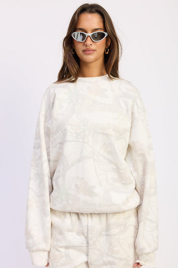Emory Park Eira Sweatshirt in Cream Camo (top)
