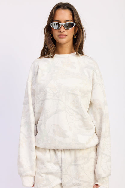Emory Park Eira Sweatshirt in Cream Camo (top)