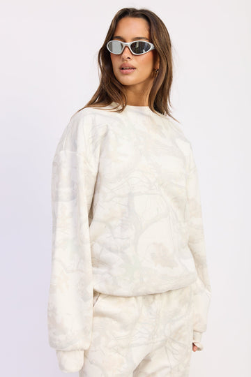 Emory Park Eira Sweatshirt in Cream Camo view 2 (top)