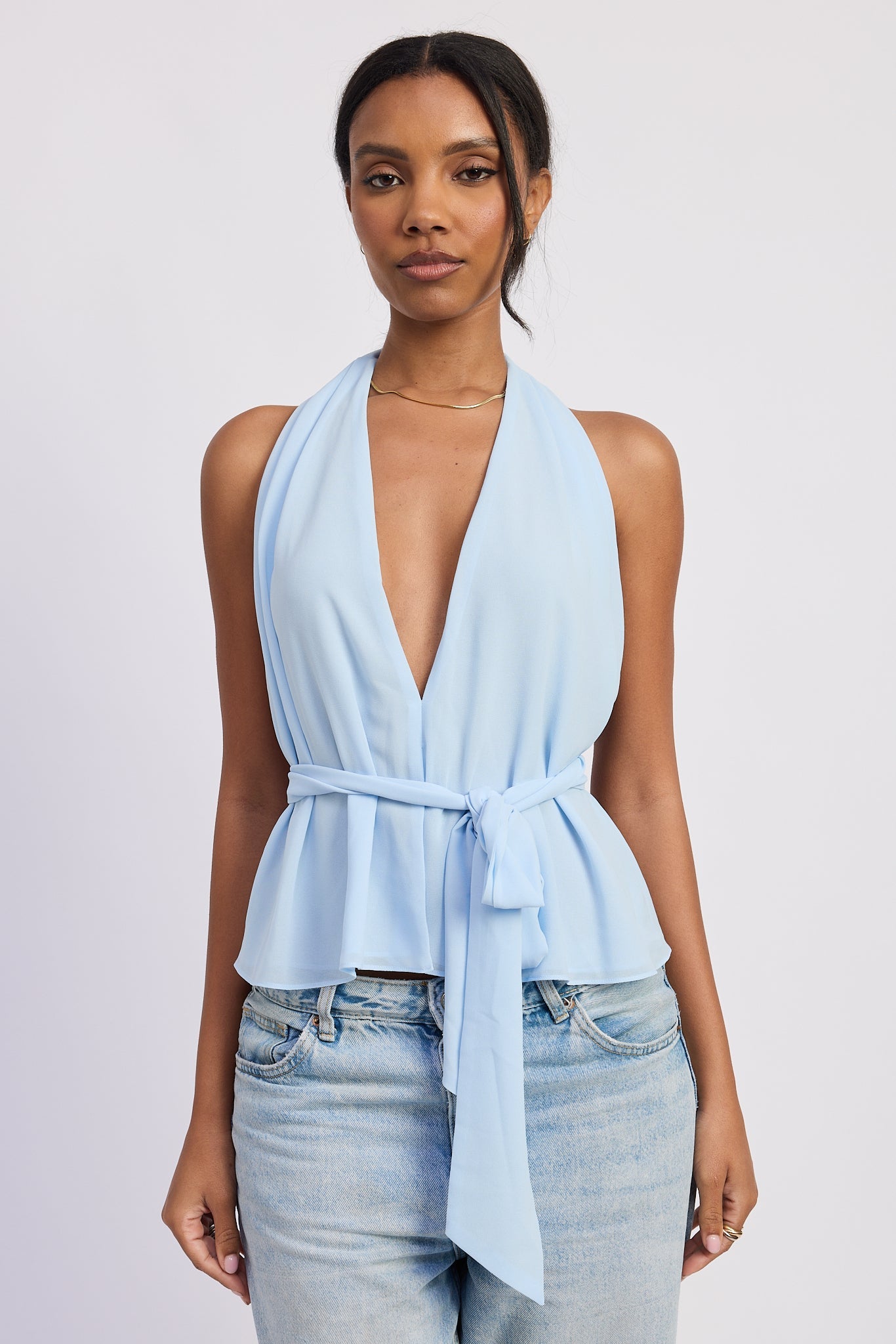 Emory Park Eirene Halter Top in Baby blue view 7