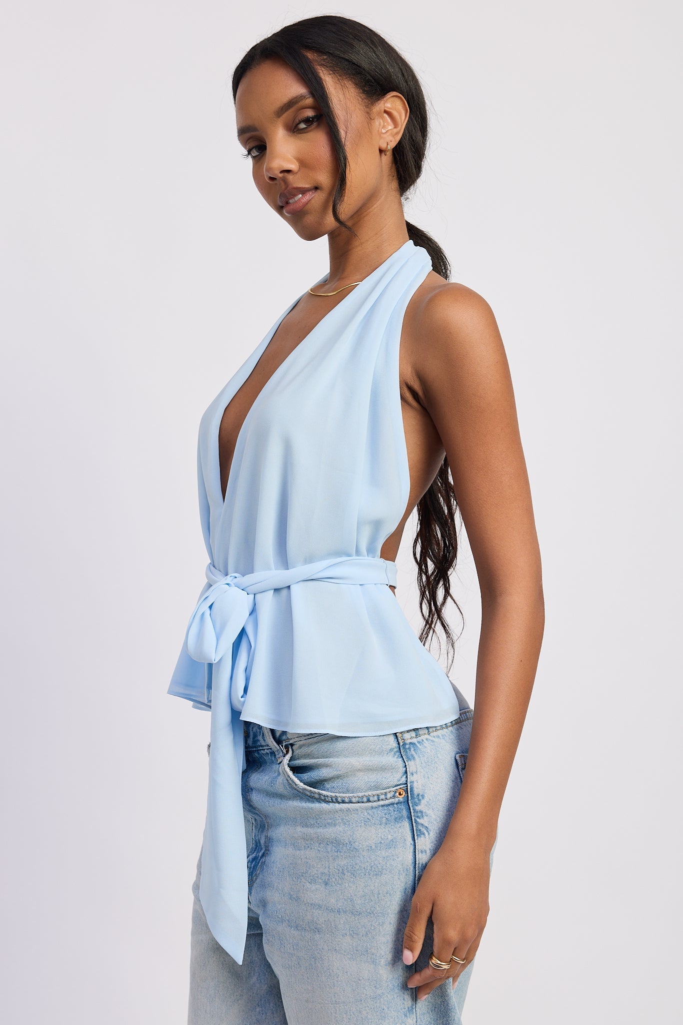 Emory Park Eirene Halter Top in Baby blue view 8