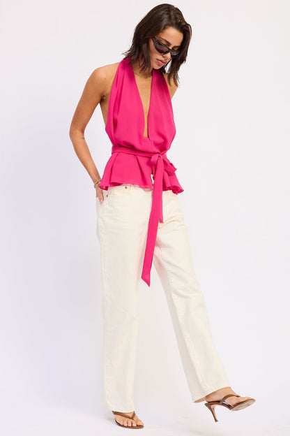 Emory Park Eirene Halter Top in Magenta view 2