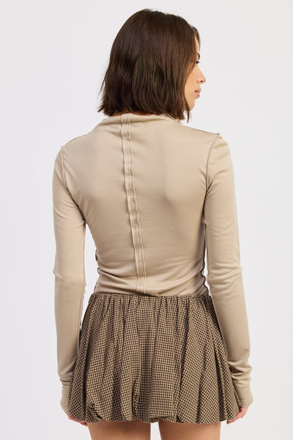 Emory Park Eliza Mock Neck Top in Latte view 3 - Mock Top