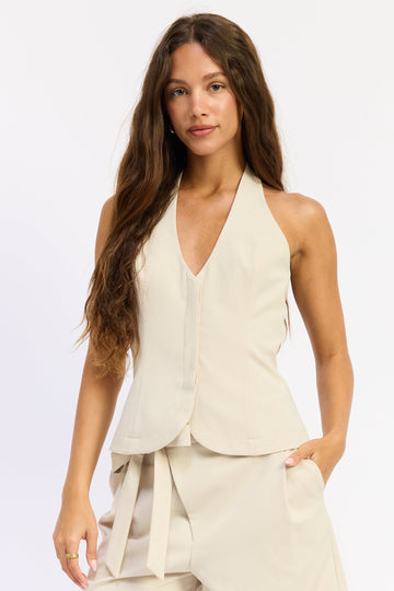 Emory Park Ella Halter Top in Khaki - Ella Crop Top