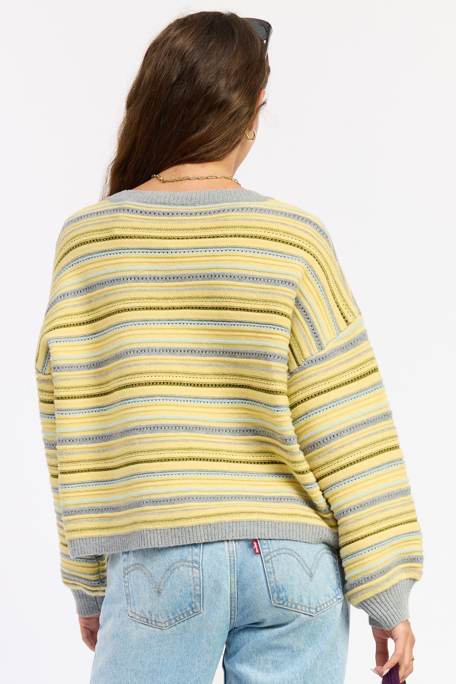 Emory Park Ellie Cardigan Top in Lemon Grey Multi view 3 - Ellie Cardigan Carly Jean
