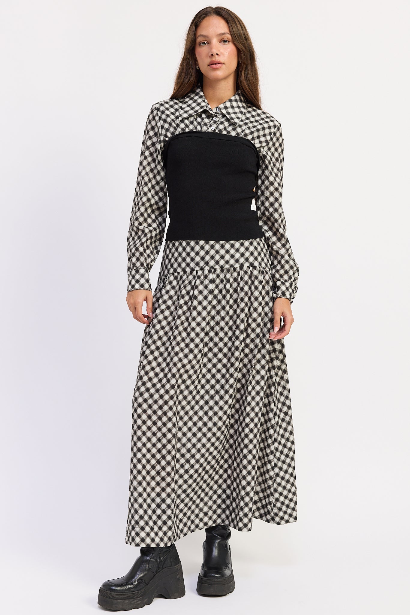Emory Park Eloise Plaid Skirt in Black